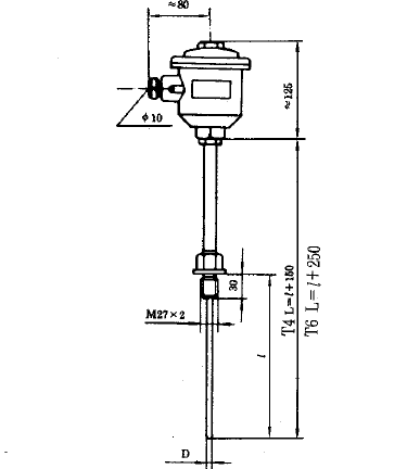 WREK-240防爆熱電偶(固定螺紋鎧裝帶隔爆接線盒)安裝圖片 WREK-240防爆熱電偶(固定螺紋鎧裝帶隔爆接線盒)安裝圖片