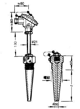 WRER-15電站測溫用低溫低壓熱電偶安裝圖片 WRER-15B電站測溫用低溫低壓熱電偶安裝圖片