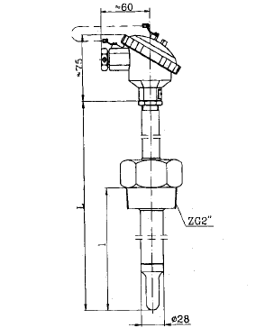 WZP-2328固定螺紋套管式熱電阻安裝圖片 WZP-2328固定螺紋套管式熱電阻安裝圖片