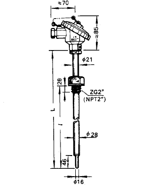 WRNR-12化工用固定螺紋熱電偶安裝圖片 WRNR-12化工用固定螺紋熱電偶安裝圖片